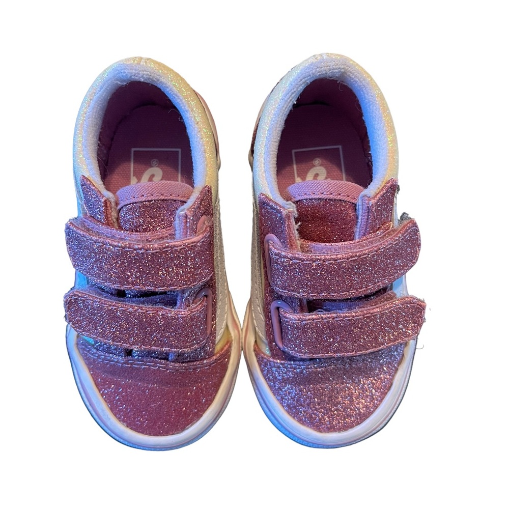 Vans Toddler 2-Tone Glitter Old Skool V Shoes - Picture 3 of 6
